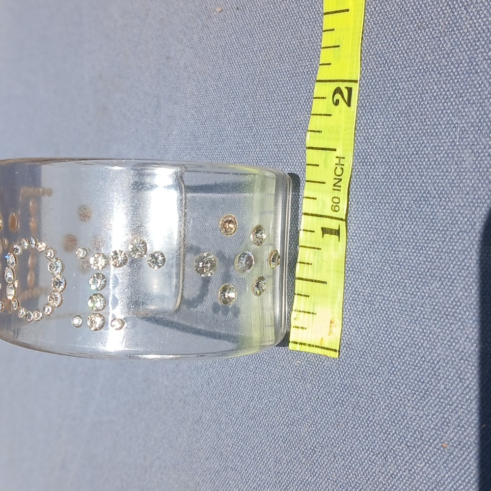 💎 Vintage Christian Dior Lucite Cuff Bracelet | Clear with Sparkling Rhinestone - Picture 7 of 7